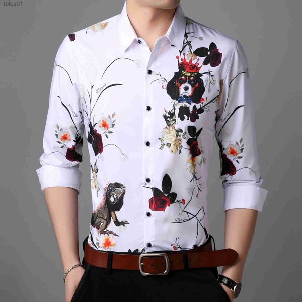 Herren Plus Tees Polos Neues Design Schöner Mann Digitaldruck Blumen Kleid Langarm Lässige Blumenhemden Kostenloser Versand yq240401