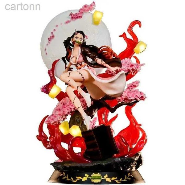 Anime Manga 31 CM grande Anime Kimetsu No Yaiba Figura Nezuko Blood Demon Estatueta 33 cm de altura Modelo grande ornamentos modelo de ação em PVC 240401