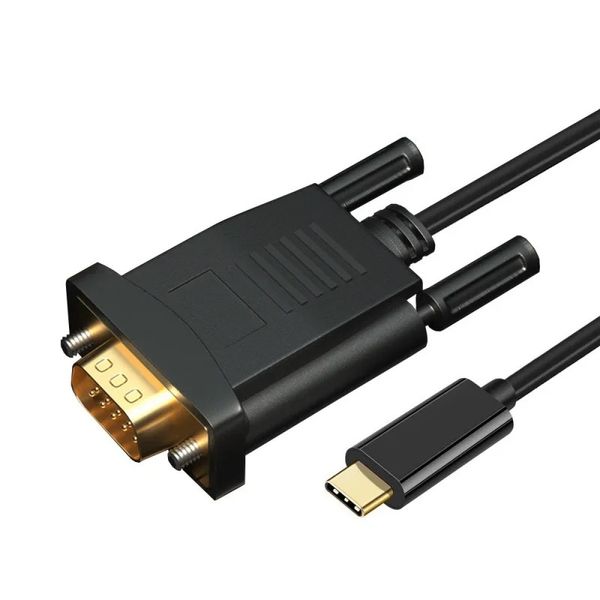 Cabo Tipo-C para VGA 1.8M para Samsung Galaxy S8/S9/S8 Plus/S9 Plus/Note 8 Cabo Tipo-C para VGA para TVs Monitores Projetores