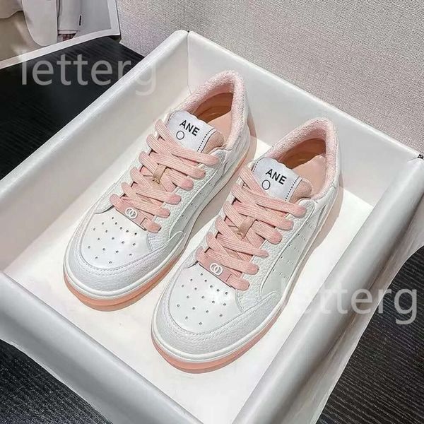 Desinger Luxury Ch Itália Mulheres Casual Branco Board Shoes 22P Mulheres Low Lace Up Couro Plano Preto Branco Rosa Azul Sapato Casual Tamanho 35-40