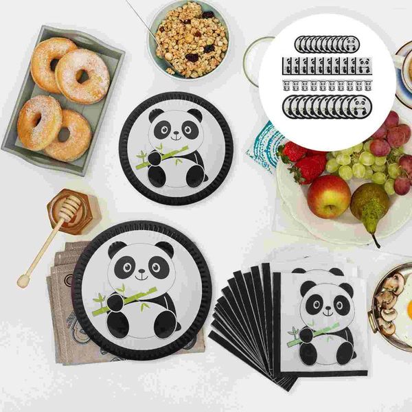 Denu -underware de jantar descartável BINDERNY PANDA TABLE CAREDADOS PAPEL DE CARATURO