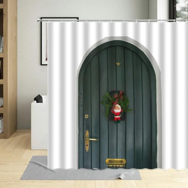 Tende da doccia Porta del Nord Europa Tenda per porta ad arco Muro bianco Babbo Natale Arte decorativa Panno Bagno Vasca da bagno Casa con gancio