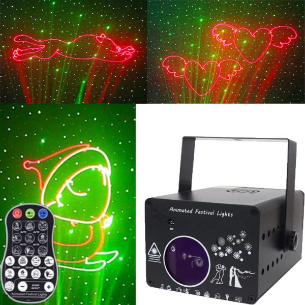 LED 3D DMX 512 Aşamalı Renkli Projektör Hattı Animasyon Projeksiyon Lambası Bar Ailesi KTV Flash Buddy Işın Müzik Ekipman Dans Pisti LL