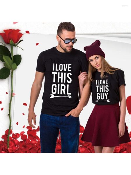 Damen-T-Shirts „I Love This Girl Guy“, passende Paare, lässig, O-Ausschnitt, Tops, Liebhaber, T-Shirt, Valentinstagsgeschenke