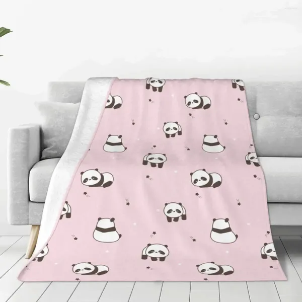 Cobertores Rosa Bonito Dos Desenhos Animados Panda Cobertor Adorável Animal Flanela Impressionante Lance Respirável Para Casa Verão