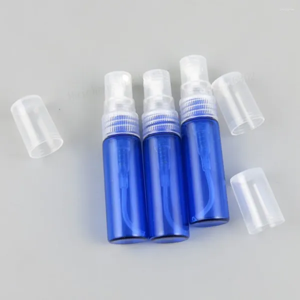 Bottiglie di stoccaggio 100 X 4 ml Bottiglia riutilizzabile di vetro blu con nebulizzatore per dita Contenitori di fragranze da 4 cc Confezione di fiale di profumo