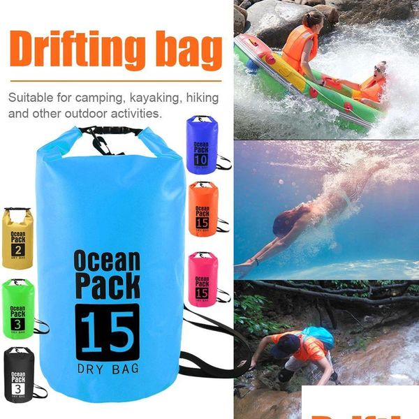 Sacos ao ar livre 2/3 / 5L Drybag À Prova D 'Água Saco de Natação Saco Seco para Caiaque Rafting Barco Pesca Engrenagem Drop Delivery Esportes Ao Ar Livre DHDRE