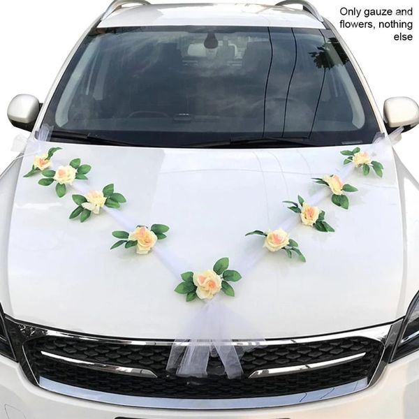 Flores decorativas para noiva, suprimentos para festas seguras, fácil de instalar, fitas de flores artificiais, artesanato ao ar livre, carro de casamento requintado