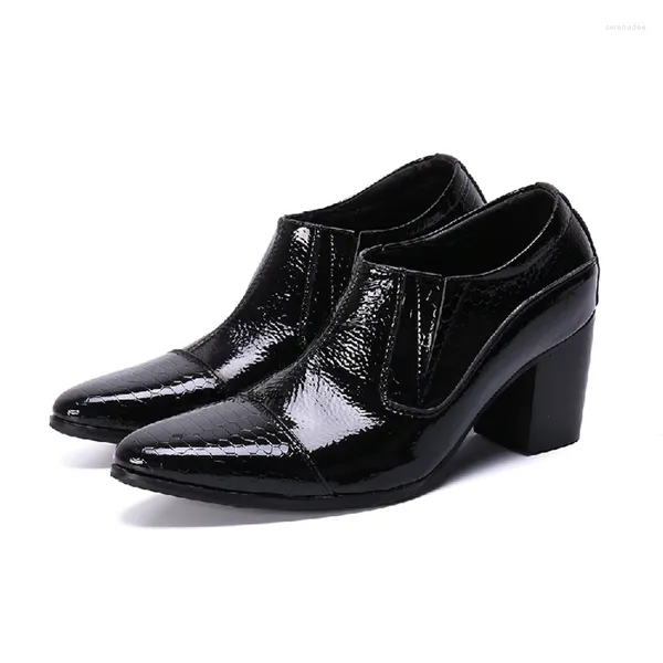 Scarpe eleganti da uomo fatte a mano da matrimonio Oxford nere con tacco alto in vera pelle da lavoro Zapatos formali per uomo
