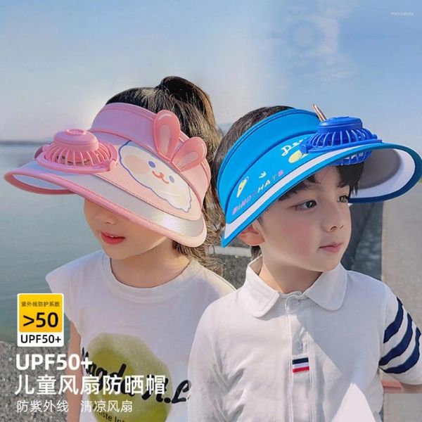 Berretti Cappelli per bambini Estate con ventilatore Sole per ragazzi e ragazze Baby Cartoon Cute Sunscreen Top vuoto