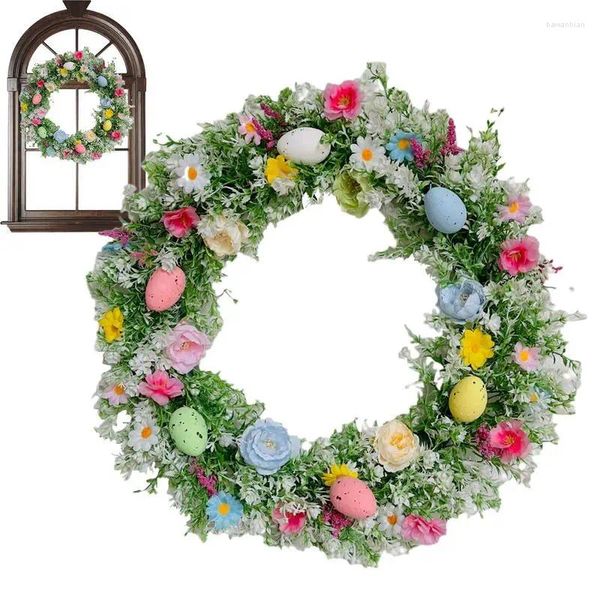 Flores decorativas ovos coloridos primavera grinalda ovo de páscoa fazenda janela porta pendurado decorações feliz 2024