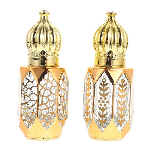 Garrafas de armazenamento 2 Pcs Massagem Rolo Garrafa Portátil Perfume Sub Pacote Artificial Vidro Recipiente de Viagem de Óleo Essencial