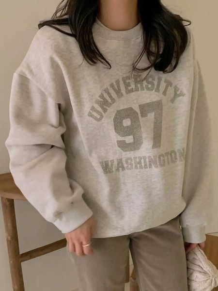 Moletom com capuz feminino Universidade 97 Washington Imprimir moletom feminino americano vintage roupa casual rua hip hop all-matemática mulheres mangas compridas 240401