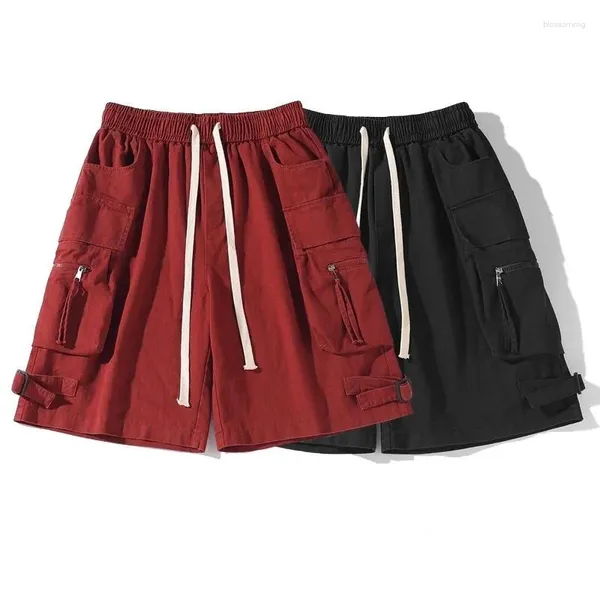 Damen Shorts Sommer Rot Cargo Frauen Hiphop Mode Techwear Große Tasche Strand Unten Schwarz Harem Kurze Hosen Y2k Capris Emo Teen