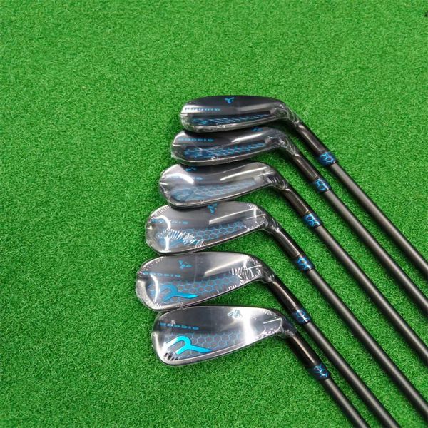 Golf Roddio Little Bee Golf Clubs PC PC preto azul forjado forjado preto preto conjunto de ferro forjado (5 6 7 8 9 p) 6pcs aço ou eixo de grafite