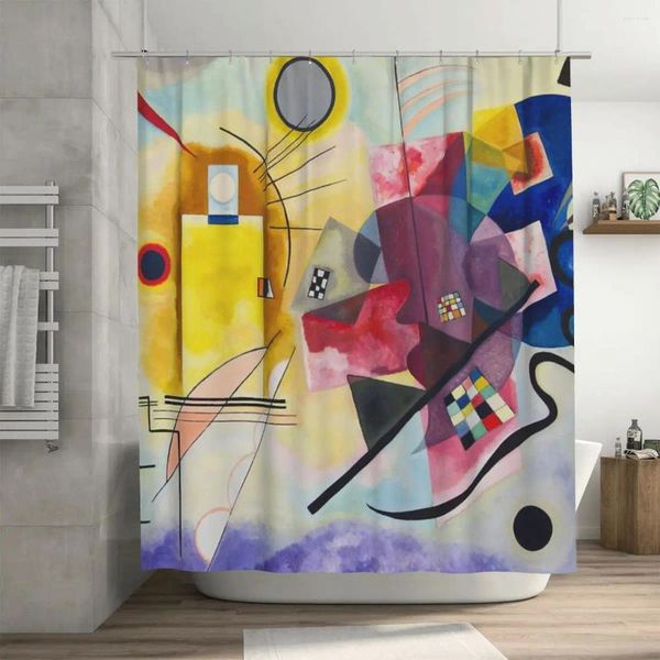 Tende da doccia Wassily Kandinsky Giallo Rosso Blu Tenda 72x72 pollici con ganci Modello fai da te Protezione della privacy