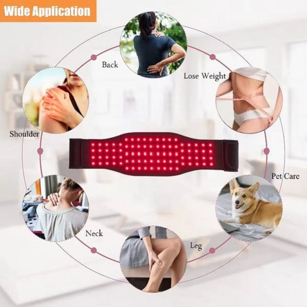 Cuscinetto indossabile flessibile con timer Dispositivo di avvolgimento della luce a LED nel vicino infrarosso Cintura per terapia della luce a infrarossi rossa per il dolore corporeo