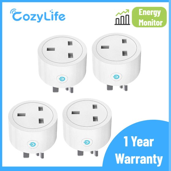 Controle 4pack uk plug with Energy Monitor WiFi Smart Socket 16A Support Alexa Smartthings App Controle remoto Nenhum hub necessário