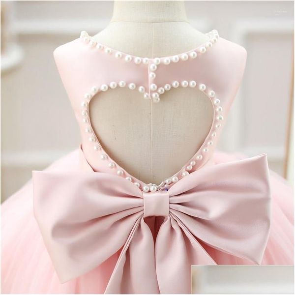 Mädchen Kleider Mädchen Rosa Spitze Prinzessin Kleid Perlen Baby Taufe Für Taufe Abend Säugling Geboren Geburtstag Outfits Drop Lieferung Kinder Dhvin