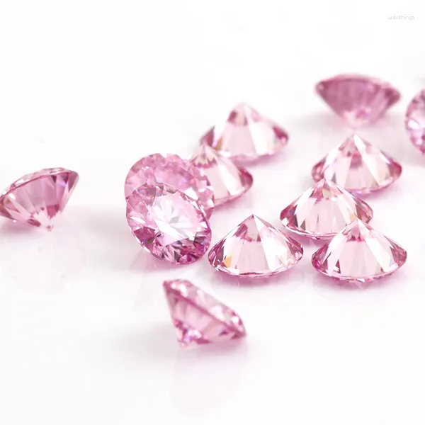 Diamanti sciolti Colore rosa Lab Moissanite Diamante rotondo brillante 1 ct 6,5 mm Sembra reale per la collana con bracciale ad anello