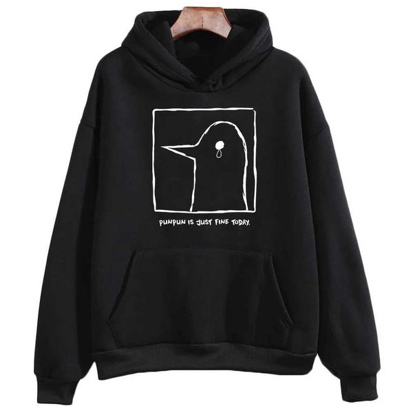 Moletons femininos com capuz Oyasumi Punpun Duck Estético com capuz Moda Kawaii / Cute Cartoon Girl Moletom de manga comprida Mulheres / homens Lã outono / inverno completo 240401