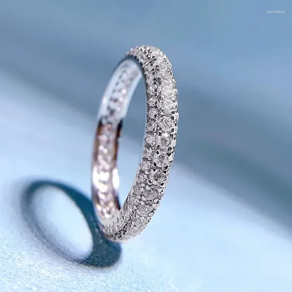 Anéis de cluster Springlady 18k ouro branco safira facetada anel de pedra preciosa para mulheres presente de aniversário 925 prata esterlina jóias finas