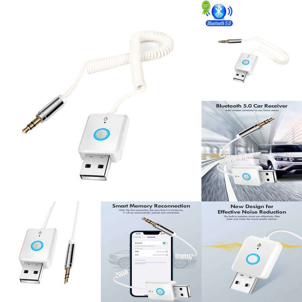 Trasmettitore ricevitore Bluetooth 2024 con adattatore USB Ricevitore audio Bluetooth jack da 3,5 mm per kit di accessori per auto per auto 5.0