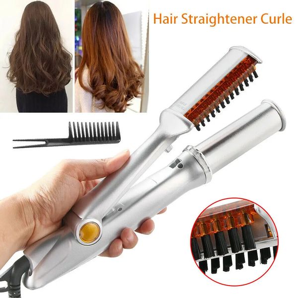 Haare Curling Iron Max 2way rotierender Locken 2 in 1 Glätterpinsel Glättung Elektrischer Haarbürste 240325