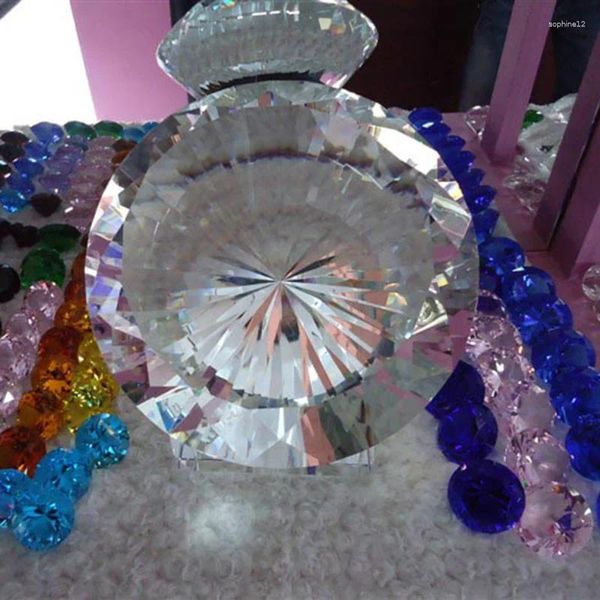 Dekoratif figürinler 200mm büyük elmas kristal kağıt ağırlık kesim cam büyük dev takılar hediye