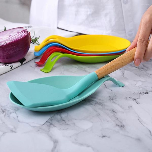 Stoccaggio da cucina 1 pezzo Tappetino per cucchiaio isolante in silicone Tovaglietta resistente al calore Vassoio in vetro per bevande Accessori per supporto