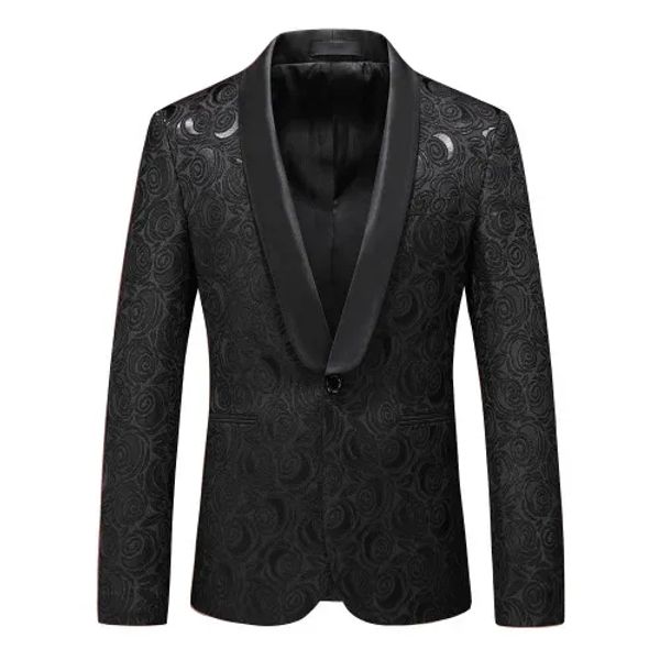 Mens Suits Blazers Erkekler Moda İnce Uygun Takım Ceket Sıska Smokin Smitor Blazer Çiçek Jacquard Şal Kapa Kostüm Partisi Balo Deliği Dhobj