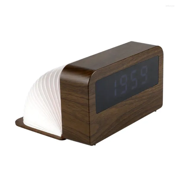 Orologi da tavolo Sveglia in ABS con venature del legno con LED colorato con luce notturna Orologio digitale Despertador Desktop alimentato tramite USB Decorazioni per la casa