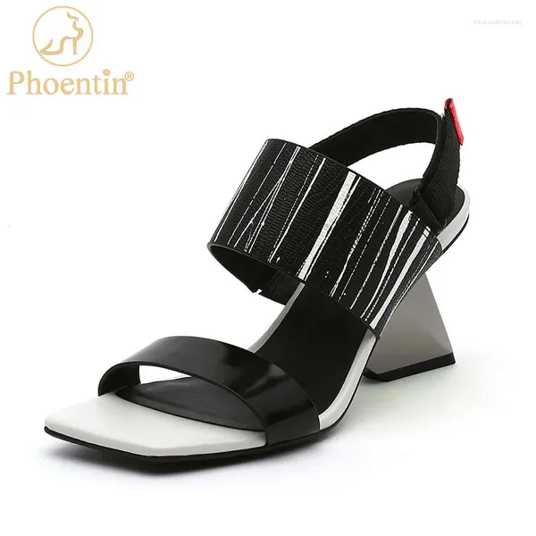 Kleidschuhe Phoentin Gothic Open Toe Strap Sandalen Seltsame Stil Metall High Heel Frau 2024 Sommer Retro Party FT1491