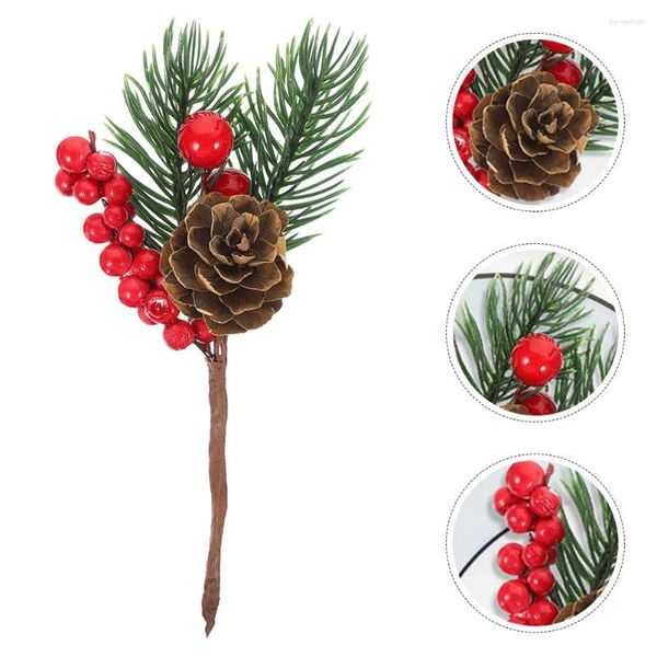 Dekorative Blumen, 12 Stück, künstliche Tannenzapfen, Weihnachtsbaumschmuck, Ornamente, Simulation von Blumenstielen, Pflanzenbeeren für Schaumblumen