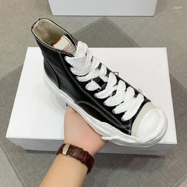 Scarpe casual da uomo in pelle MMY sneakers maschili Mihara stringate nere solide Yasuhiro alte da corsa da donna originali di lusso