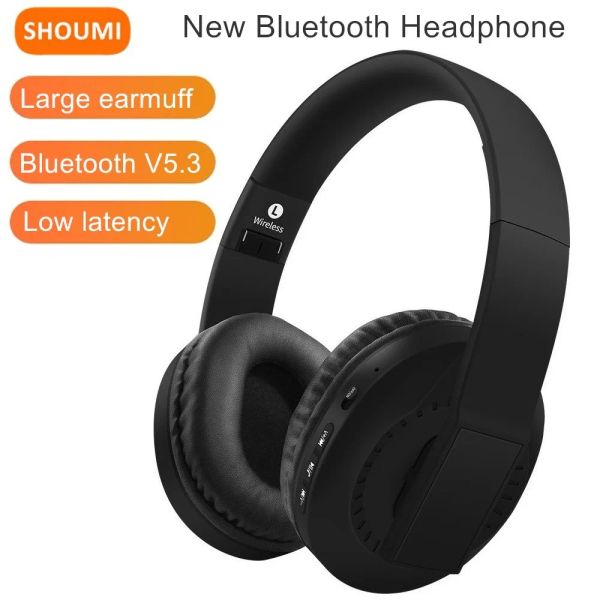 Cuffie Shoumi 20H Play Cuffie wireless Auricolari Bluetooth grandi Cuffie paraorecchie grandi Cancellazione del rumore con supporto microfono Scheda TF Musica