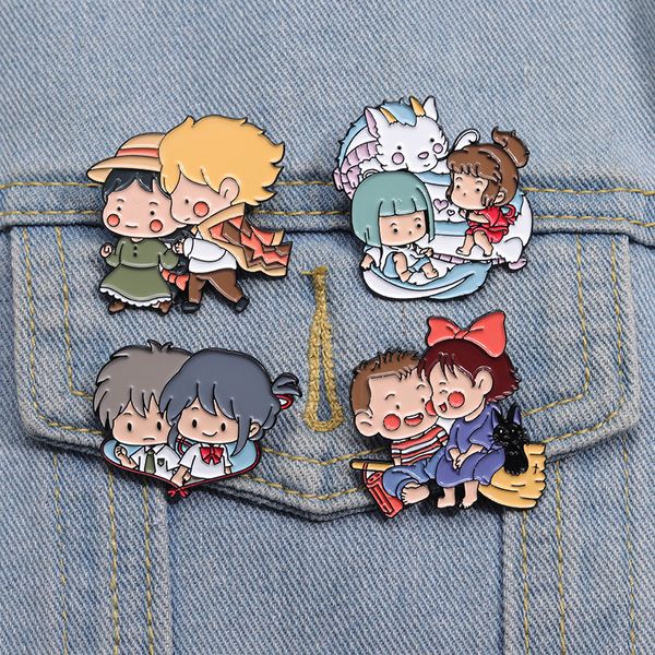 Pinos esmaltados de espírito japonês, lindos filmes de anime, jogos, broche duro de esmalte, broche de desenho animado, mochila, chapéu, bolsa, colarinho, emblemas de lapela