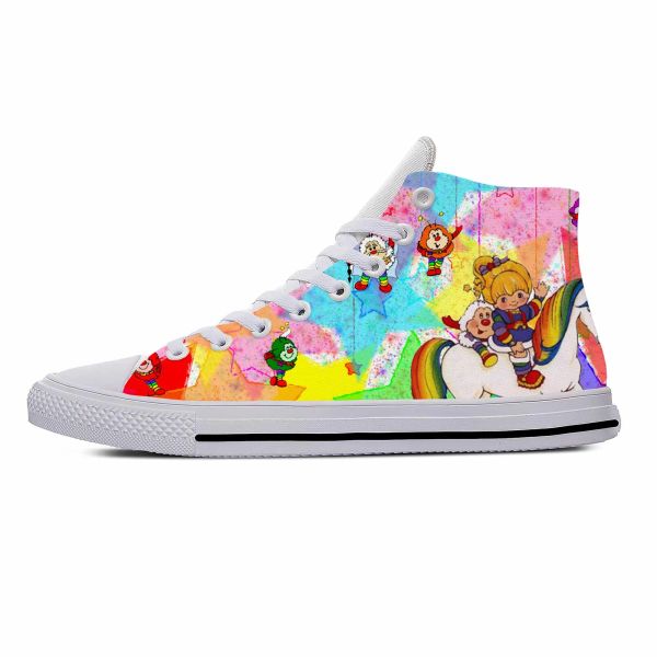 Scarpe brite anime cartone animato manga fumetto arcobaleno in tessuto casual scarpe ad alto top leggero e traspirato da uomo 3d sneaker da donna