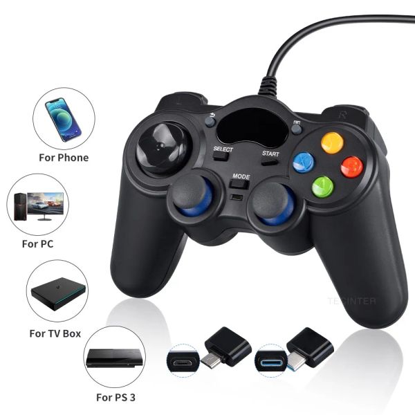 PS3 Konsol Aksesuarları için Android/Settop Box USB Denetleyici için Gamepads Kablolu Gamepad