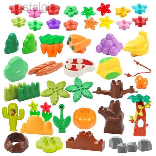 Blocchi Serie di piante Grandi blocchi di costruzione Fiore Erba Albero Frutta Ornamento Accessori Scene compatibili Assemblare giocattoli per bambini Mattoni 240401