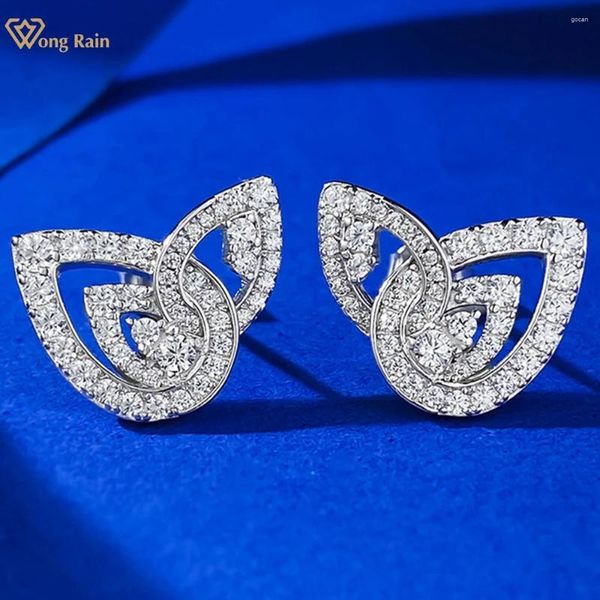 Brincos de garanhão wong chuva 925 prata esterlina laboratório safira pedra preciosa espumante flor orelha studs para mulheres jóias finas atacado