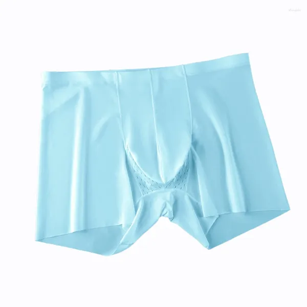 Unterhosen Marke Männer Unterwäsche Männliche Höschen Badehose Boxer Briefs Atmungsaktiv Bequeme Mode Eis Seide Suspensorium Sexy