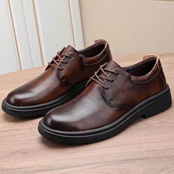 Scarpe casual Uomo Autunno Inverno Vera pelle Britannica Retro Pelle bovina Stivali eleganti All-match di alta qualità