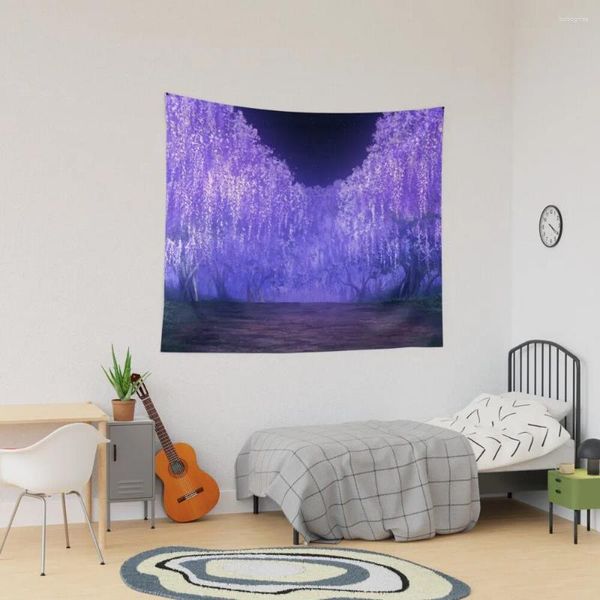 Arazzi Glicine Anime Lavanda Foresta Viola Arazzo Decor per la decorazione del letto della camera