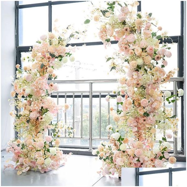 Decorações de casamento 2 pcs decoração artificial flor planta rattan carrinho de boas-vindas balão arco adereços metal pano de fundo batismo estágio bac dh5q4