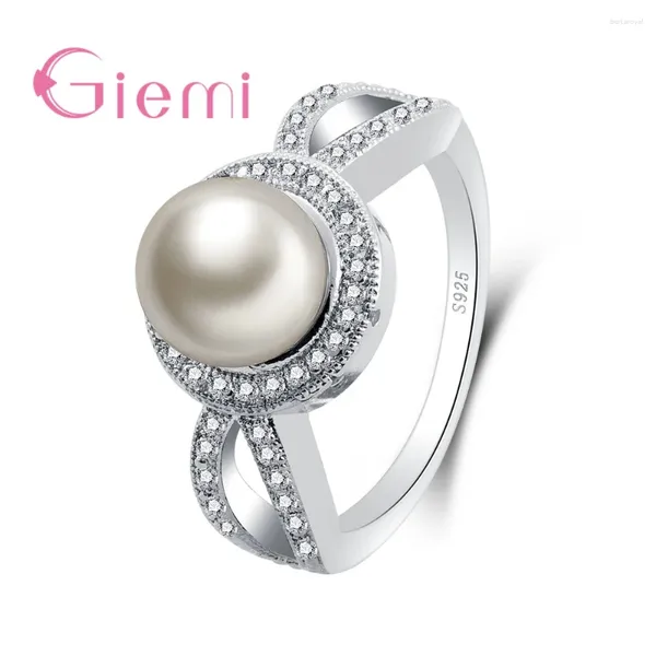 Cluster-Ringe Design 925 Sterling Silber Simple Life Verlobungsring mit CZ für Frauen Luxus feiner Mädchenschmuck Geschenk