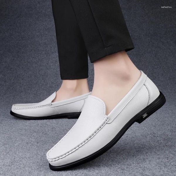 Casual Schuhe Männer Echtes Leder Mit Kapuze Herbst Slip-on Flache Mode Marken Lefu Männer Komfortables Fahren