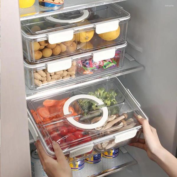 Bottiglie di stoccaggio frigorifero trasparente di grado alimentare con progettazione del coperchio per l'organizzazione snack portatile divisa