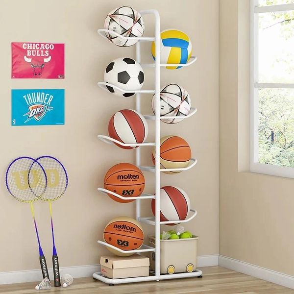 Ganchos rack de armazenamento basquete doméstico brinquedos das crianças bolas multicamadas cesta tênis mesa raquete badminton