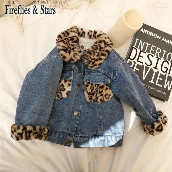 Piumino Autunno Inverno Ragazze Giacca in denim per bambini Capispalla per bambini Abbigliamento streetwear per bambini Moda Leopardo Ecopelle Velluto da 1 a 9 anni